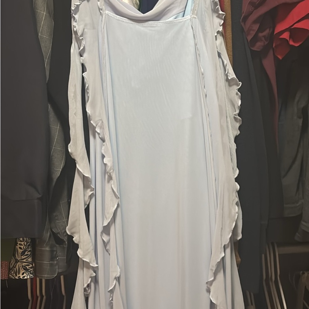 Light Blue Ruffled Mermaid Gown - Picture 4 of 4